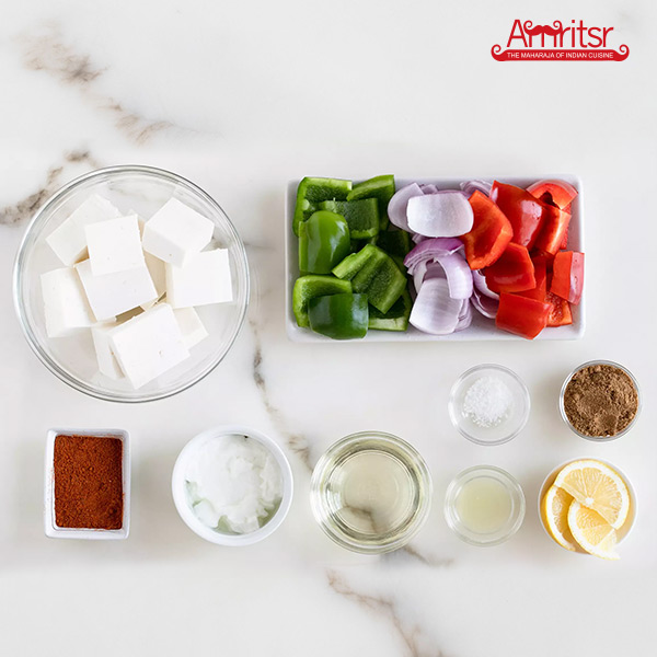 Cut Paneer cubes and vegetables